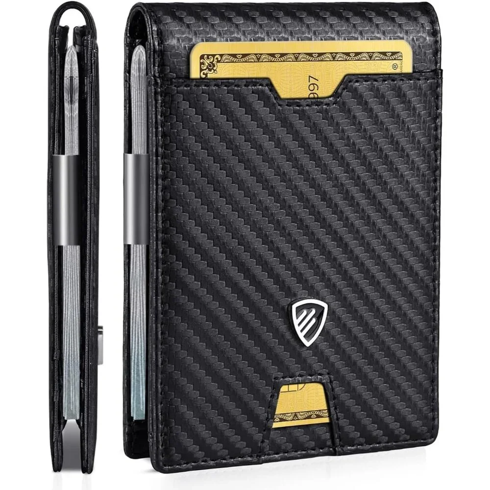 Mens Slim Wallet with Money Clip RFID Blocking Bifold Credit Card Holder for Men